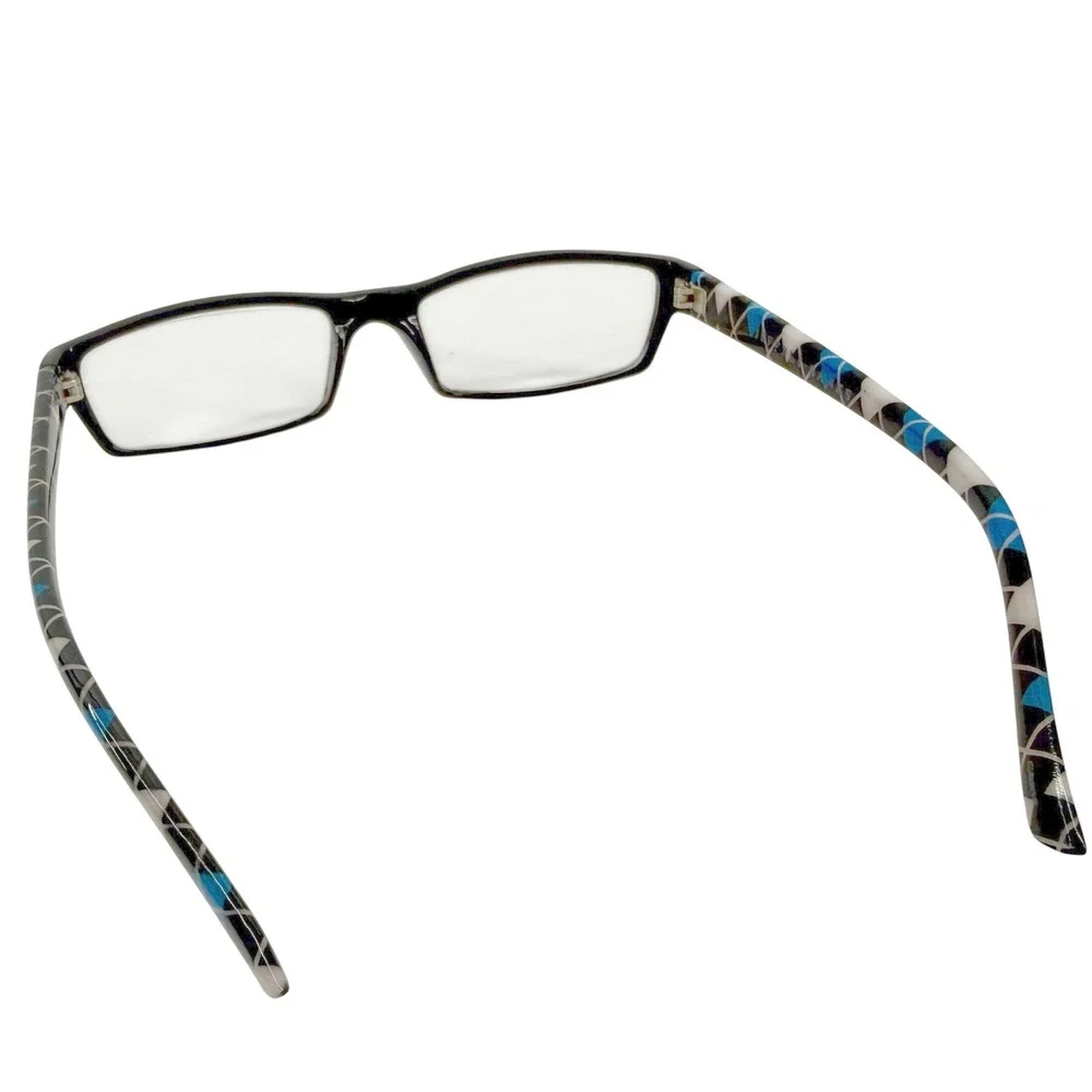 Jeffrey Banks Reading Glasses Unisex Black Royal Blue Argyle Rectangular Preppy